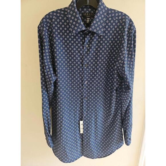 Alfani Shirt Men's Slim Fit Shirt Small 4-Way Navy Blue White - Picture 2 of 5